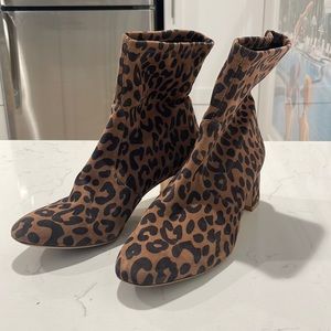 Stuart Weitzman Animal Print Suede Sock Bootie - Size 9